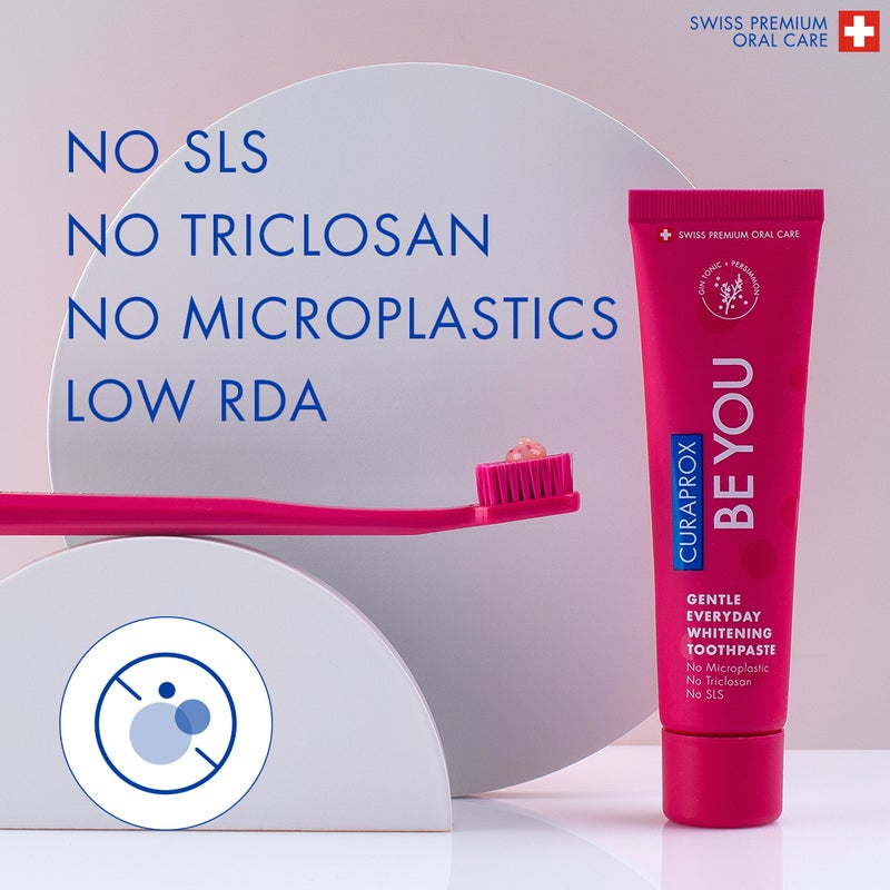 CURAPROX Be You Grapefruit + Bergamot Toothpaste | 60ml | Fluoride Toothpaste for Gentle Whitening | SLS-Free, Microplastic-Free, Triclosan-Free | Fresh & Refreshing Flavor, Yellow - Image 3